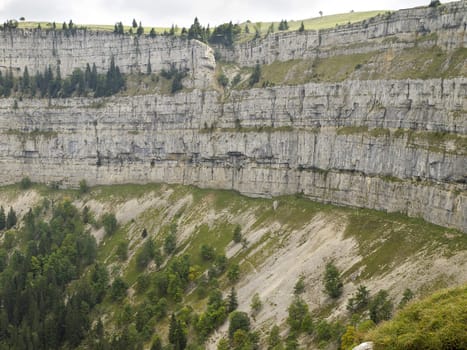 A natural rocky cirque of Creux du Van in Neuchatel, Switzerland