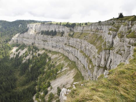 A natural rocky cirque of Creux du Van in Neuchatel, Switzerland