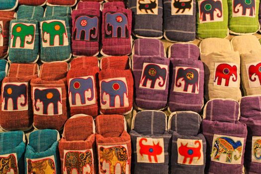 Colorful handmade espadrille background in Luangphrabang,Laos, nightmarket