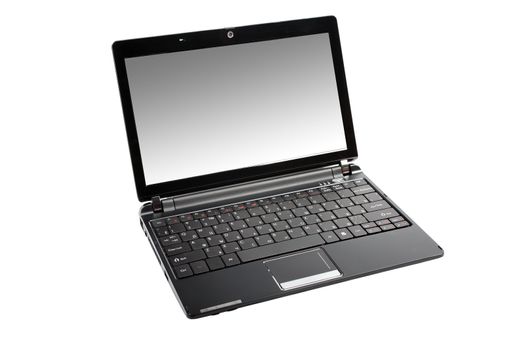 Small modern netbook isolated on white background.