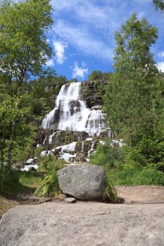 Beautiful waterfall in Norway, Scandinavian Europe.