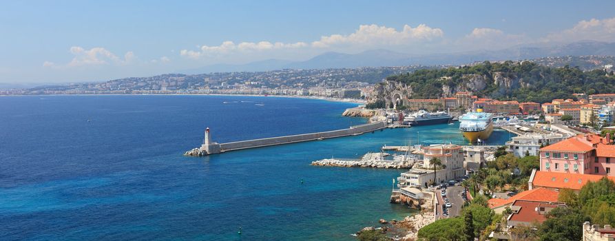 Panoramic view of the city of Nice, France.