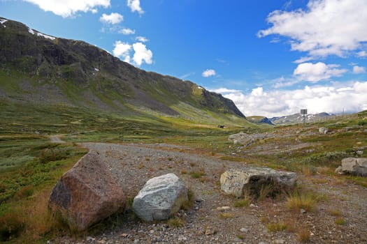 Panorama of norwegian mountains, Scandinavian Europe.