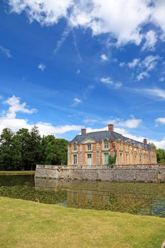 Old french nobility mansion with beautiful garden and architecture, Europe.