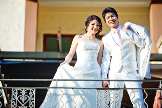 portrait of lovely bride and groom