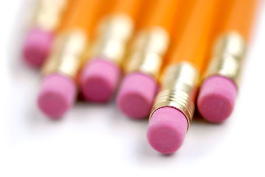 Pencils macro on white background