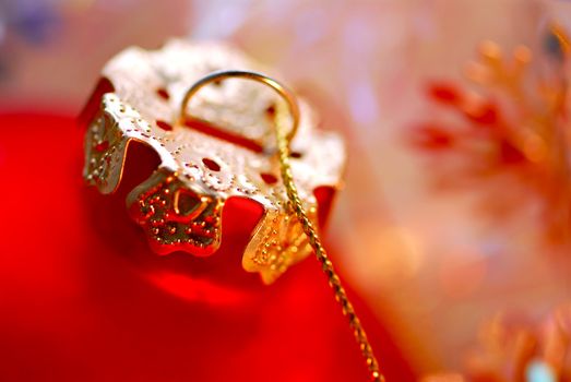 Red Christmas glass ball with golden top