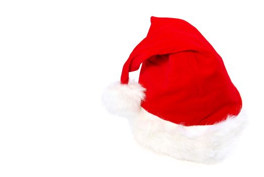 Santa Clause red velvet hat isolated on white background