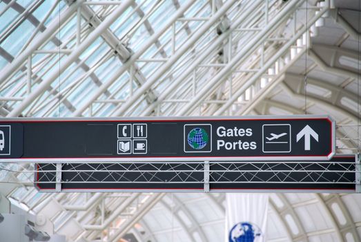 Gates sign in international airport