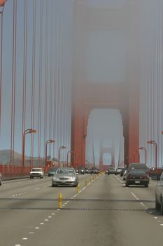 Driving thru Golden Gate bridge in San Francisco, CA