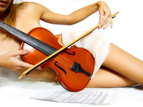 graceful woman body with violin