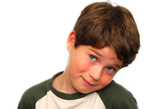 Portrait of a cute boy on white background