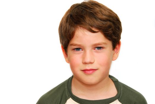 Portrait of a cute boy on white background