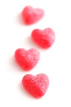 Sugar candy Valentine's hearts isolated on white background