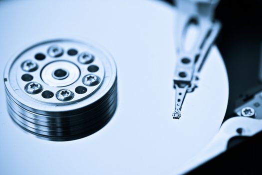 Macro picture of a hard drive disk.