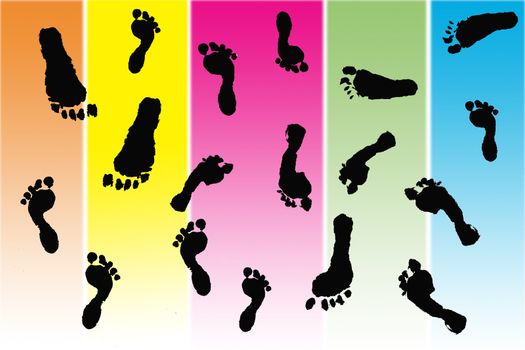 Black footprints made by children