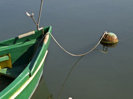 Old green fishing boat