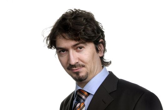 young business man standing on white background