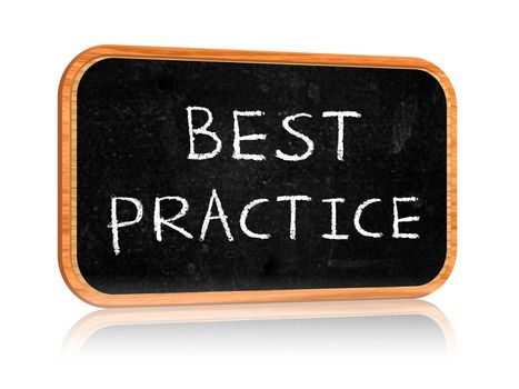 Banner with blackboard with text best practice