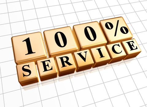100 percents service golden boxes with text