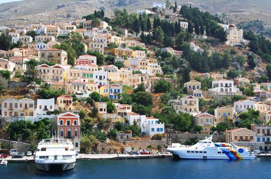 Greece. Dodecanesse. Island Symi (Simi). Colorful houses 