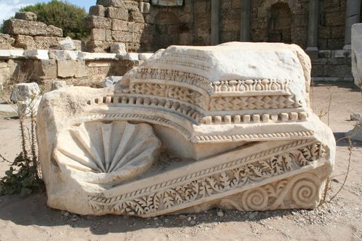 Turkey. Side. Part of a marble fountain