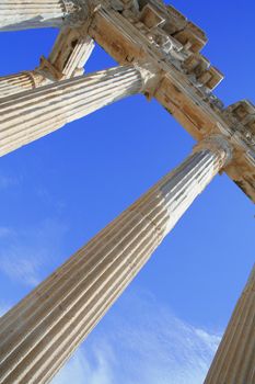 Turkey. Side. Ruins of a temple of Apollo.Columns