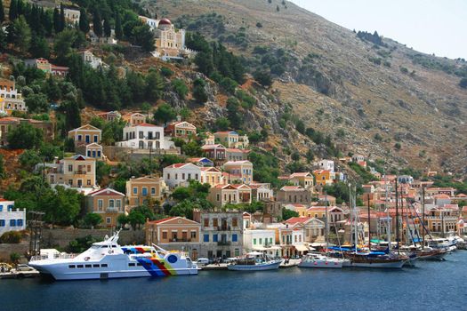 Greece. Dodecanesse. Island Symi (Simi). Colorful houses 