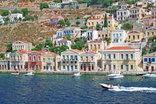 Greece. Dodecanesse. Island Symi (Simi). Colorful houses 
