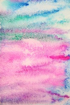 Abstract watercolor background with colorful different layers on paper texture 
