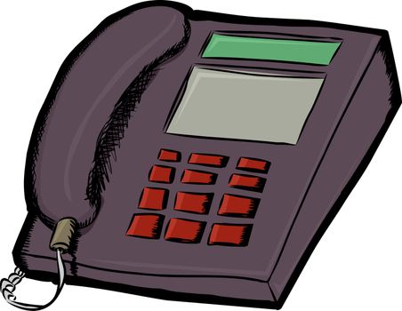 Isolated land line telephone cartoon over white background