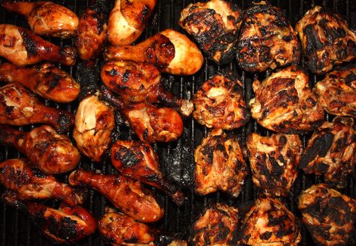 Fresh Grilled Chicken Cooking on the Barbecue