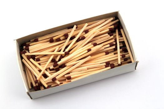 Safety matches in a box on a white background.