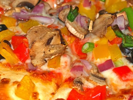 Closeup of a Fresh and Healthy Vegetable Pizza