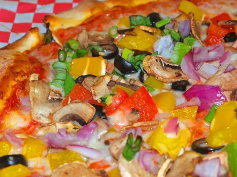 Closeup of a Fresh and Healthy Vegetable Pizza