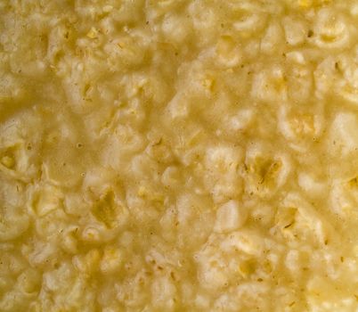 Hot oatmeal cereal macro closeup showing texture