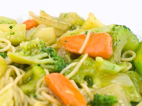 Stir Fried Vegetables and Noodles in a Light Sauce