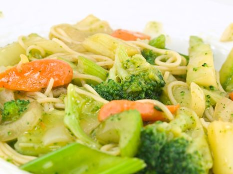 Stir Fried Vegetables and Noodles in a Light Sauce