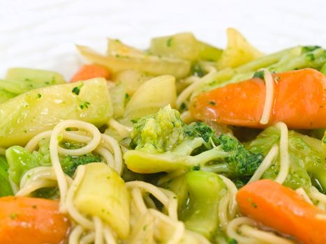 Stir Fried Vegetables and Noodles in a Light Sauce