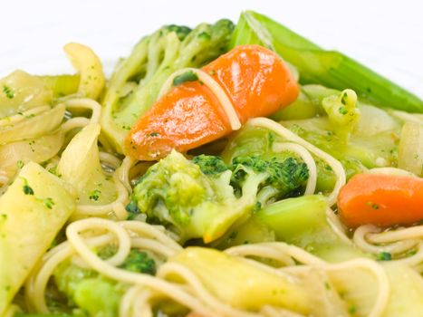 Stir Fried Vegetables and Noodles in a Light Sauce