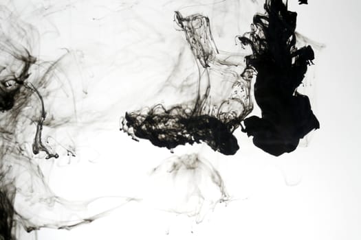Indian ink in water with a white back ground. 