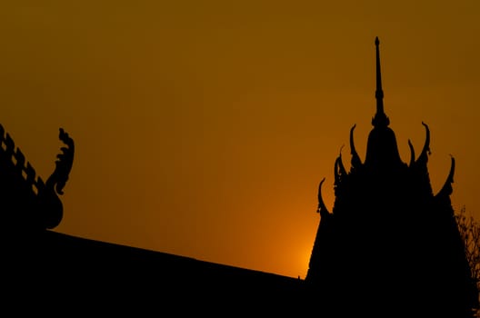 Silhouette of temple  is very  beautyful  color.