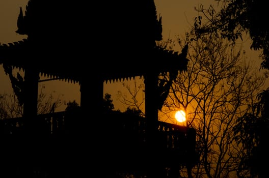 Silhouette of temple  is very  beautyful  color.