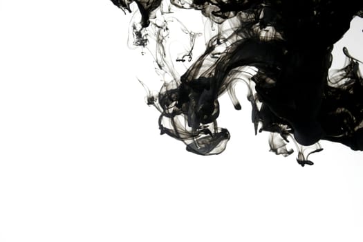 Indian ink in water with a white back ground. 