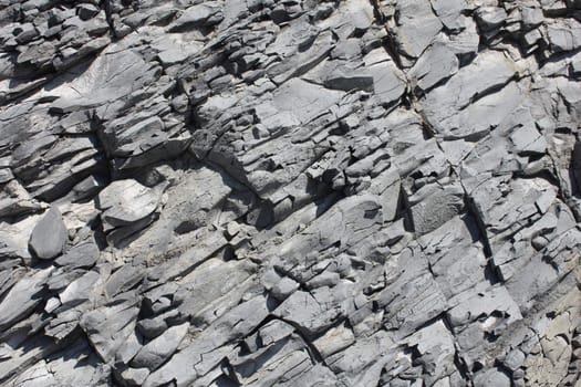 Gray erosed rock on sea coast, stone background.