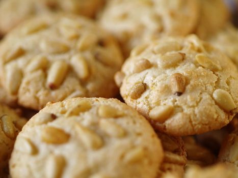 Pine Nut Macaroons Close Up Full Frame