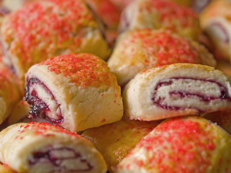 Raspberry Pinwheel Pastries Close Up Full Frame