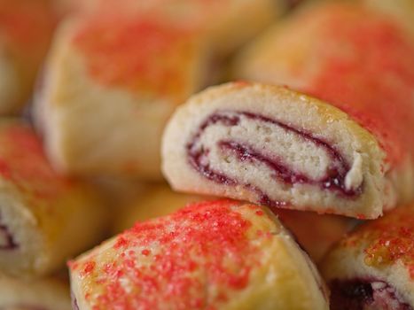 Raspberry Pinwheel Pastries Close Up Full Frame