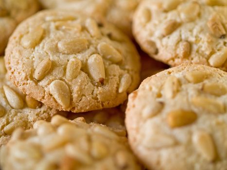 Pine Nut Macaroons Close Up Full Frame