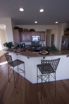 the interior of a model home in a suburban home.
